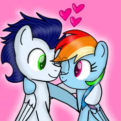 Size: 720x720 | Tagged: safe, artist:mlplary6, derpibooru import, rainbow dash, soarin', pegasus, pony, female, heart, image, looking at each other, looking at someone, male, mare, png, shipping, smiling, smiling at each other, soarindash, stallion, straight