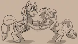 Size: 1580x902 | Tagged: safe, artist:a0iisa, rarity, oc, oc:lushcoat, pony, taiga pony, unicorn, bag, bandana, female, image, jpeg, mare, monochrome, open mouth, saddle bag, shaking hoof, shrunken pupils, sketch, wide eyes