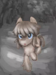 Size: 811x1079 | Tagged: safe, artist:anonymous, oc, oc:frosty flakes, unofficial characters only, pony, taiga pony, female, filly, forest, image, jpeg, ooo, raised hoof, snow, solo, tree