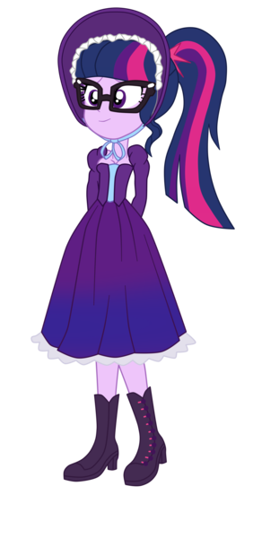 Size: 1611x3423 | Tagged: safe, artist:3d4d, derpibooru import, sci-twi, twilight sparkle, equestria girls, clothes, commission, dress, female, glasses, image, png, simple background, solo, transparent background, victorian