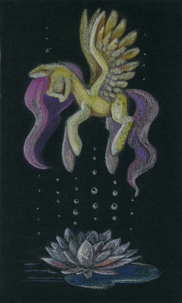 Size: 601x1000 | Tagged: safe, artist:maytee, derpibooru import, fluttershy, pegasus, pony, colored pencil drawing, eyes closed, flower, image, jpeg, solo, traditional art