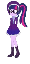 Size: 1611x3423 | Tagged: safe, alternate version, artist:3d4d, derpibooru import, sci-twi, twilight sparkle, equestria girls, clothes, commission, dress, female, glasses, image, png, simple background, solo, transparent background, victorian