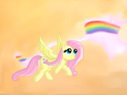 Size: 1500x1128 | Tagged: safe, artist:taylorrose16, derpibooru import, fluttershy, pegasus, pony, 2011, female, flying, image, mare, png, rainbow