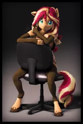 Size: 3600x5400 | Tagged: suggestive, artist:imafutureguitarhero, derpibooru import, sunset shimmer, anthro, classical unicorn, pony, unguligrade anthro, unicorn, art pack:pin-up paradise 2022, 3d, absurd resolution, arm fluff, arm freckles, border, breast fluff, chair, cheek fluff, chromatic aberration, clothes, cloven hooves, colored eyebrows, colored eyelashes, ear fluff, ear freckles, evening gloves, female, film grain, fingerless elbow gloves, fingerless gloves, floppy ears, fluffy, fluffy mane, fluffy tail, freckles, fur, gloves, gradient background, hoof fluff, horn, image, jpeg, leg freckles, leonine tail, lingerie, long gloves, mare, multicolored hair, multicolored mane, multicolored tail, neck fluff, office chair, one ear down, paintover, pantyhose, peppered bacon, pillow, pinup, revamped anthros, revamped ponies, see-through, shadow, shoulder fluff, signature, sitting, smiling, socks, solo, solo female, source filmmaker, stockings, tail, thigh highs, unshorn fetlocks, vertical, wall of tags