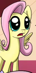 Size: 152x302 | Tagged: safe, artist:subjectnumber2394, derpibooru import, edit, fluttershy, pegasus, pony, comic, cropped, dilated pupils, female, golden oaks library, image, library, mare, png, spread wings, wingboner, wings