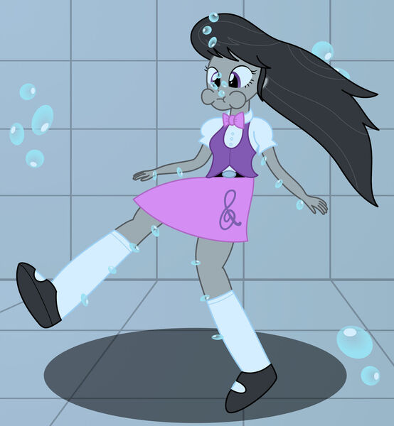 Size: 1024x1110 | Tagged: safe, artist:bladedragoon7575, derpibooru import, octavia melody, equestria girls, bubble, clothes, dress, female, holding breath, image, jpeg, puffy cheeks, solo, swimming pool, underwater