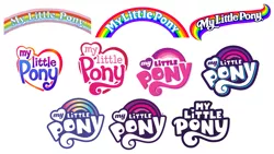 Size: 1365x768 | Tagged: safe, derpibooru import, g1, g2, g3, g3.5, g4, g5, image, logo history, my little pony, my little pony logo, png, simple background, white background