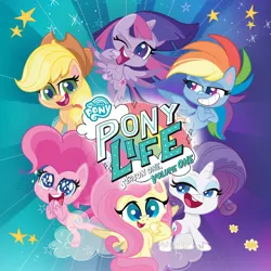 Size: 3000x3000 | Tagged: safe, derpibooru import, official, applejack, fluttershy, pinkie pie, rainbow dash, rarity, twilight sparkle, twilight sparkle (alicorn), alicorn, pegasus, pony, unicorn, my little pony: pony life, image, itunes, mane six, my little pony logo, png