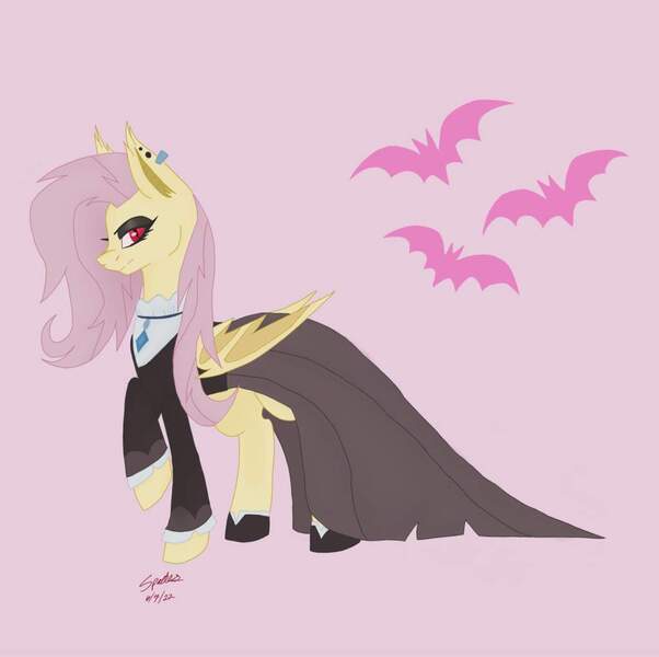 Size: 1024x1020 | Tagged: artist needed, safe, derpibooru import, fluttershy, bat pony, bat ponified, female, flutterbat, gothic, image, jpeg, race swap, solo