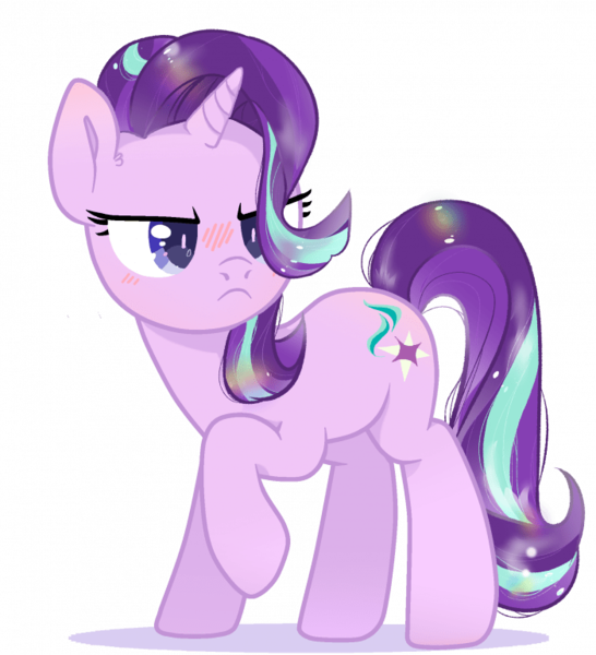 Size: 700x769 | Tagged: safe, artist:jeffapegas, artist:linli, derpibooru import, starlight glimmer, pony, unicorn, :<, angry, blushing, commission, cute, glimmerbetes, image, madorable, png, raised hoof, simple background, solo, transparent background, unamused, ych result