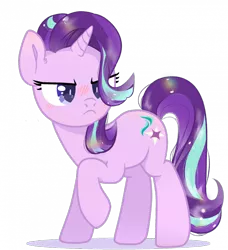 Size: 700x769 | Tagged: safe, artist:jeffapegas, artist:linli, derpibooru import, starlight glimmer, pony, unicorn, :<, angry, blushing, commission, cute, glimmerbetes, image, madorable, png, raised hoof, simple background, solo, transparent background, unamused, ych result