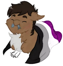 Size: 554x573 | Tagged: safe, artist:lonewriter, derpibooru import, oc, oc:wildcard, fish, pony, taiga pony, asexual, asexual pride flag, chest fluff, chibi, crossover, fallout equestria: all roads lead home, fluffy, happy, image, lying, metro 2033, png, ponyloaf, pride, pride flag, prone, roadside picnic, s.t.a.l.k.e.r., scar, simple background, stalker