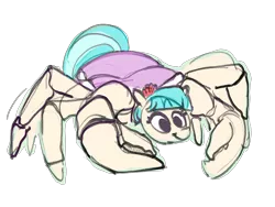 Size: 2326x1745 | Tagged: safe, artist:alumx, derpibooru import, coco pommel, crab, coconut crab, crabified, cursed image, female, i can't believe it's not badumsquish, i just don't know what went wrong, image, name pun, png, simple background, smiling, solo, species swap, transparent background, what has science done