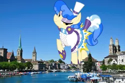 Size: 4095x2720 | Tagged: safe, artist:dashiesparkle, artist:thegiantponyfan, derpibooru import, sapphire shores, earth pony, pony, female, giant pony, giant/macro earth pony, giantess, high res, highrise ponies, image, irl, jpeg, looking at you, macro, mare, mega giant, photo, ponies in real life, raised hoof, smiling, switzerland, zurich