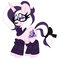 Size: 1920x1920 | Tagged: safe, artist:ladylullabystar, derpibooru import, oc, oc:lullaby star, unofficial characters only, pony, unicorn, alternate design, bow, clothes, female, glasses, horn, image, leg warmers, mare, png, scarf, simple background, smiling, solo, tail, tail bow, transparent background, two toned mane, two toned tail, unicorn oc