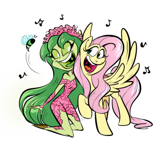 Size: 1152x1080 | Tagged: safe, artist:ggchristian, derpibooru import, fluttershy, bee, dryad, insect, pony, image, music notes, png, simple background, transparent background