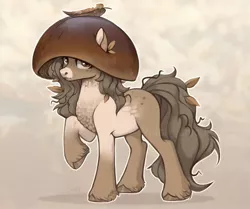 Size: 2250x1878 | Tagged: safe, artist:sparkling_light, derpibooru import, oc, unofficial characters only, mushroom pony, original species, pony, female, image, jpeg, messy mane, messy tail, mushroom, simple background, solo, tail, unshorn fetlocks, watermark