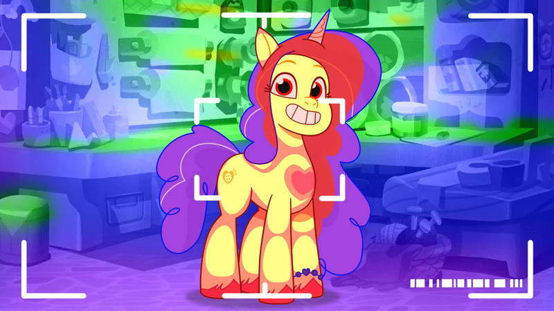 Size: 3410x1920 | Tagged: safe, derpibooru import, screencap, izzy moonbow, pony, unicorn, my little pony: tell your tale, spoiler:g5, spoiler:my little pony: tell your tale, spoiler:tyts01e12, female, g5, grin, high res, image, jpeg, mare, smiling, solo, the game is ahoof, x-ray