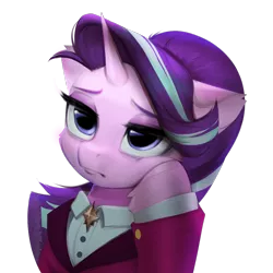 Size: 1000x1000 | Tagged: safe, artist:vensual99, derpibooru import, starlight glimmer, pony, unicorn, bored, bust, collaboration, collaboration:choose your starlight, female, headmare starlight, image, png, simple background, solo, transparent background