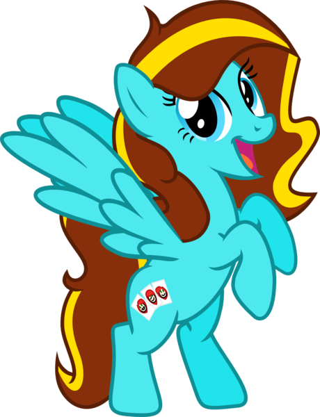 Size: 1179x1538 | Tagged: safe, artist:vector-brony, derpibooru import, oc, oc:ilovekimpossiblealot, unofficial characters only, pegasus, pony, female, full body, hooves, image, mare, open mouth, open smile, pegasus oc, png, rearing, show accurate, simple background, smiling, solo, spread wings, tail, transparent background, two toned mane, two toned tail, vector, wings