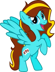 Size: 1179x1538 | Tagged: safe, artist:vector-brony, derpibooru import, oc, oc:ilovekimpossiblealot, unofficial characters only, pegasus, pony, female, full body, hooves, image, mare, open mouth, open smile, pegasus oc, png, rearing, show accurate, simple background, smiling, solo, spread wings, tail, transparent background, two toned mane, two toned tail, vector, wings