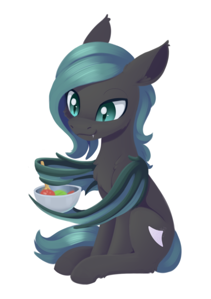 Size: 864x1221 | Tagged: safe, artist:dusthiel, derpibooru import, oc, oc:theo, unofficial characters only, bat pony, pony, bat pony oc, bat wings, bowl, food, image, male, png, simple background, sitting, smiling, solo, spoon, stallion, transparent background, wing hands, wings