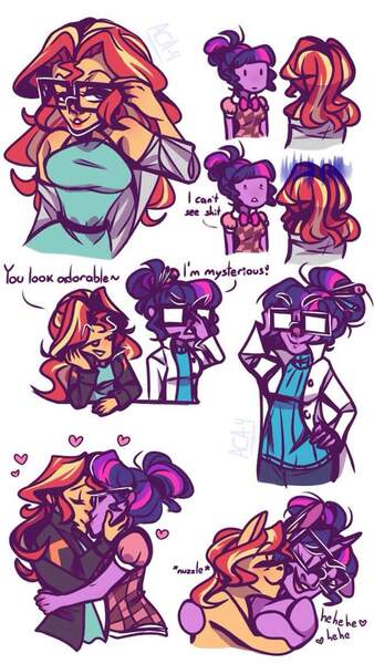 Size: 576x1024 | Tagged: source needed, safe, artist:aca-4, derpibooru import, sci-twi, sunset shimmer, twilight sparkle, pony, unicorn, equestria girls, female, image, jpeg, lesbian, scitwishimmer, shipping, sunsetsparkle