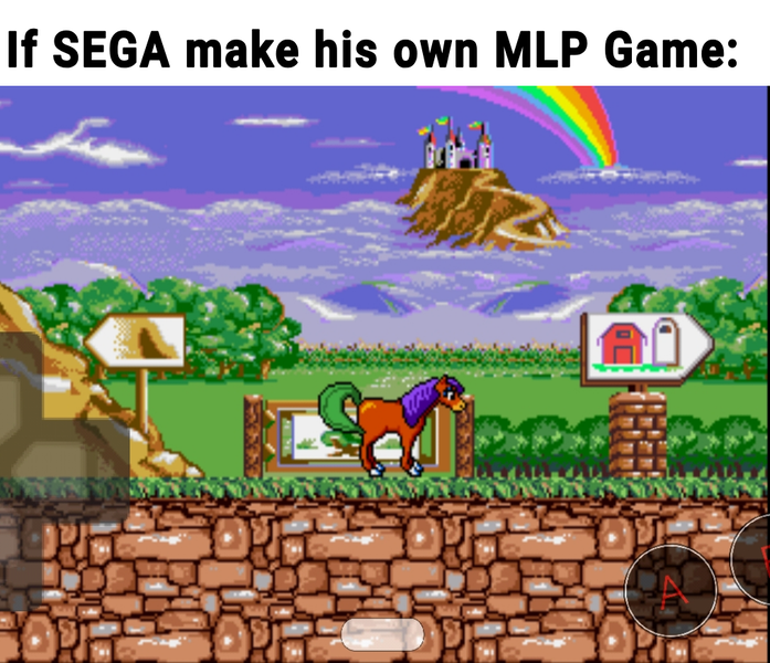 Size: 1014x873 | Tagged: safe, derpibooru import, edit, edited screencap, screencap, pony, 2d, 8-bit, crystal pony tale, digital analog, emulator, engrish, game, game screencap, image, megadrive, meme, png, pony reference, scenery, sega, sega genesis, solo, text