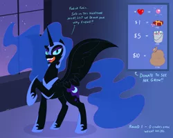 Size: 2400x1920 | Tagged: suggestive, artist:necrofeline, derpibooru import, nightmare moon, alicorn, pony, bag, box, bucket, candy, canterlot castle, castle, castle of the royal pony sisters, food, growth drive, image, nightmare night, png, solo, this will end in weight gain, weight gain drive, weight gain sequence, wrapped up
