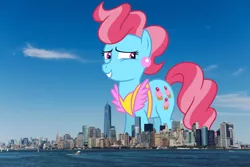 Size: 4500x3000 | Tagged: safe, artist:jeatz-axl, artist:thegiantponyfan, derpibooru import, cup cake, earth pony, pony, female, giant pony, giant/macro earth pony, giantess, grin, high res, highrise ponies, image, irl, macro, manhattan, mare, mega giant, new york, new york city, photo, png, ponies in real life, smiling, story included