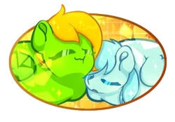 Size: 1216x847 | Tagged: safe, artist:iamsmileo, derpibooru import, oc, oc:fleetish, oc:lemon green, unofficial characters only, pegasus, cute, duo, image, lying, pegasus oc, png, ponyloaf, prone, wings