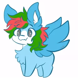 Size: 1000x1000 | Tagged: safe, artist:smolsammich, derpibooru import, oc, oc:bryce hoodie, pegasus, chest fluff, chibi, ear tufts, image, jpeg, signature, simple background, two toned mane, white background