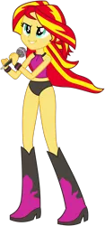 Size: 1300x2780 | Tagged: suggestive, artist:flutterguy317, derpibooru import, edit, vector edit, sunset shimmer, equestria girls, black underwear, boots, clothes, image, microphone, panties, png, shoes, simple background, solo, transparent background, underwear, underwear edit, vector, wristband