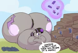 Size: 2885x1958 | Tagged: suggestive, artist:ahobobo, derpibooru import, oc, oc:magna-save, unofficial characters only, pony, unicorn, series:princess cakes lifetime supply, belly, belly bed, big belly, butt, competition, dialogue, eating, fat, female, food, huge belly, huge butt, hyper, hyper butt, image, immobile, impossibly large belly, impossibly large butt, impossibly obese, impossibly wide ass, impossibly wide hips, large butt, levitation, magic, mare, morbidly obese, nudity, obese, png, princess cakes, sitting, telekinesis, the ass was fat, thighs, thunder thighs, weight gain, weight gain sequence, wide hips