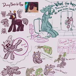 Size: 3000x3000 | Tagged: safe, artist:ja0822ck, derpibooru import, oc, bug pony, cockroach, earth pony, fly, insect, dung beetle, image, png, solo
