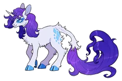 Size: 640x426 | Tagged: safe, artist:xenon, edit, part of a set, rarity, pony, unicorn, alternate design, chest fluff, cloven hooves, colored ears, colored hooves, female, gradient mane, horn, image, leonine tail, long tail, makeup, mare, png, redesign, simple background, smiling, solo, transparent background, twitterina design
