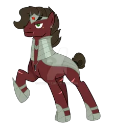 Size: 1920x2154 | Tagged: safe, artist:stxr-esz, derpibooru import, oc, earth pony, pony, armor, base used, deviantart watermark, earth pony oc, image, magical gay spawn, male, obtrusive watermark, offspring, parent:big macintosh, parent:king sombra, parents:sombratosh, png, scar, simple background, solo, stallion, transparent background, watermark
