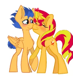 Size: 543x565 | Tagged: safe, artist:decokenite, artist:dollmaker47, derpibooru import, flash sentry, sunset shimmer, pony, unicorn, base used, boop, female, flashimmer, holding hooves, image, male, mare, noseboop, nuzzles, png, requested art, shipping, stallion, straight