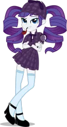 Size: 1777x3375 | Tagged: safe, artist:steampunksalutation, artist:xebck, derpibooru import, rarity, equestria girls, alternate hairstyle, clothes, commission, deerstalker, detective, detective rarity, female, flats, grin, hat, image, magnifying glass, pipe, png, sherlock holmes, shirt, shoes, simple background, skirt, smiling, socks, solo, stockings, thigh highs, transparent background