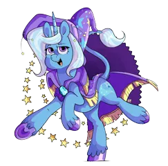 Size: 1040x1028 | Tagged: safe, derpibooru import, trixie, unicorn, cape, clothes, digital art, full body, hat, image, jewelry, png, simple background, wizard hat