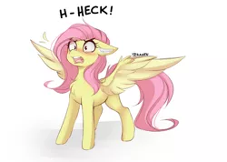 Size: 2116x1509 | Tagged: safe, artist:teranen, derpibooru import, fluttershy, pegasus, pony, angry, blushing, chest fluff, cute, daaaaaaaaaaaw, dialogue, ear fluff, female, floppy ears, heck, image, mare, open mouth, peeved, png, potty mouth, pseudoswear, reaction image, shyabetes, simple background, sketch, solo, spread wings, standing, swearing, swearyshy, three quarter view, two toned wings, vulgar, white background, wing fluff, wings