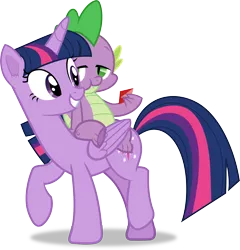 Size: 3833x4000 | Tagged: safe, artist:frownfactory, derpibooru import, spike, twilight sparkle, twilight sparkle (alicorn), alicorn, dragon, pony, dragons riding ponies, eating, female, gem, horn, image, male, mare, png, riding, simple background, sitting, smiling, spike riding twilight, standing, transparent background, vector, walking, wings