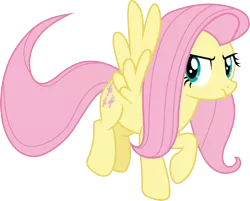 Size: 3726x3000 | Tagged: safe, artist:cloudyglow, derpibooru import, fluttershy, pegasus, pony, angry, female, high res, image, looking at you, mare, png, simple background, solo, spread wings, transparent background, vector, wings