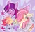 Size: 3236x2959 | Tagged: safe, artist:izzy-paw, fluttershy, lightning bolt, rainbow dash, twilight sparkle, alicorn, butterfly, insect, pegasus, pony, coat markings, colored wings, female, hair over one eye, image, mare, multicolored wings, open mouth, png, rainbow wings, trio, trio female, twilight sparkle's cutie mark, wings