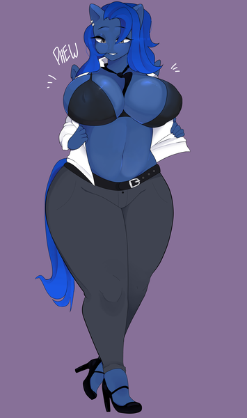 Size: 5200x8800 | Tagged: suggestive, artist:kekbun, derpibooru import, oc, oc:azure moonlight, unofficial characters only, pegasus, big breasts, breasts, butt, disproportional anatomy, female, huge breasts, huge butt, human facial structure, image, impossibly large breasts, large butt, pegasus oc, png, solo, solo female, wings
