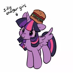 Size: 1600x1600 | Tagged: safe, artist:horseyuris, derpibooru import, twilight sparkle, twilight sparkle (alicorn), alicorn, pony, burger, chest fluff, cute, female, food, image, jpeg, mare, simple background, solo, twiabetes, twilight burgkle, white background