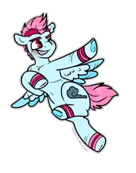 Size: 1471x1875 | Tagged: safe, artist:sexygoatgod, derpibooru import, oc, unofficial characters only, pegasus, pony, adoptable, flying, image, png, pride, scar, solo, sweatband