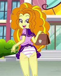 Size: 1713x2131 | Tagged: suggestive, artist:vizirka, derpibooru import, edit, adagio dazzle, equestria girls, ass, butt, clothes, female, image, looking back, panties, png, school uniform, schoolgirl, solo, solo female, underwear