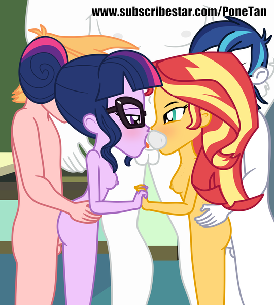 Size: 3600x4000 | Tagged: explicit, artist:cloppy hooves, ponybooru import, big macintosh, bulk biceps, shining armor, sunset shimmer, twilight sparkle, equestria girls, balls, blowjob, breasts, female, image, infidelity, male, nipples, nudity, oral, penetration, penis, png, sex, shiningshimmer, shipping, show accurate, straight, twimac, vaginal