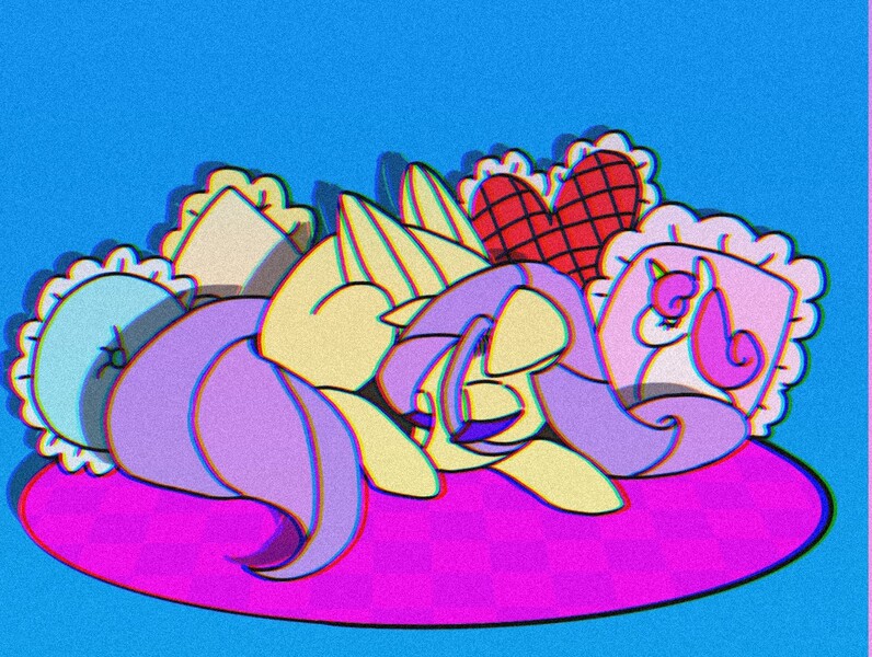 Size: 1200x905 | Tagged: safe, artist:stacy_165cut, derpibooru import, fluttershy, pegasus, pony, eyes closed, female, folded wings, heart, image, jpeg, lying down, mare, pillow, prone, sleeping, solo, wings